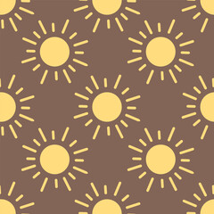 Minimalist abstract seamless pattern with sun. Seamless pattern for wallpaper, textile, fabric, wrapping paper.  Vector illustration in flat style