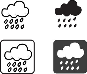 Rain Icon, Cloud rain icon, Hard Rain Icon, Rain Icon. Raining Symbol, cloud icon, Heavy rain vector icon on white background