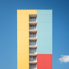 colorfull warm summer vibe archtecture, modern archotecture with popping colors, bright summer colors