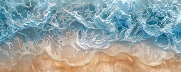 Naklejka premium Abstract aerial view of ocean waves and sandy beach