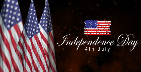 4th July Happy Independence Day holiday banner template with festive fireworks - Vector illustration