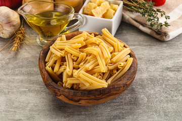 Raw dry Italian pasta - casarecce