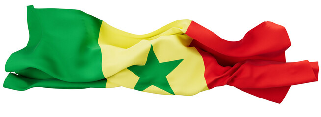 Senegal Flag Dancing in the Wind: Green, Yellow, Red, and Star
