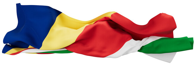 Vibrant and Radiant Flag of Seychelles Waving in the Breeze