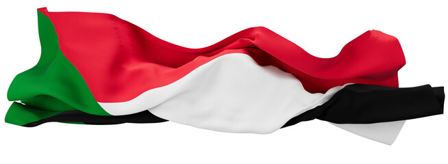 Vibrant Waves of the Sudan Flag Cresting in Silken Folds on Isolated Background