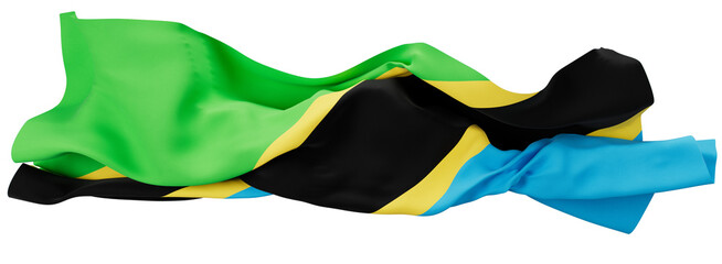 Dynamic Swirl of the Tanzanian Flag in Motion on a Transparent Background