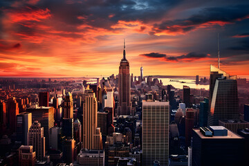 sunset over new york, beautiful sunset, new york sunset