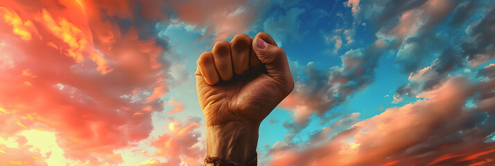 Concept idea of freedom of press, expression, speech, fist hand holding a pen up into the sky, conceptual artwork 3d illustration - obrazy, fototapety, plakaty