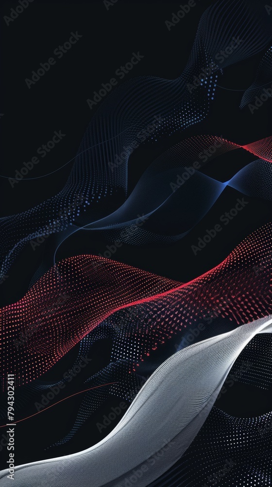Poster abstract flowing lines and dots on dark background