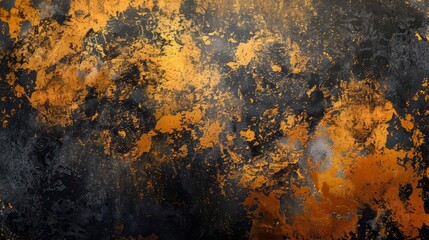 gold orange black grungy texture background rough abstract gradient with grainy noise shine digital art