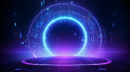 Fototapeta premium purple and blue Abstract technology background circles digital hi-tech technology design background. concept innovation. vector illustration
