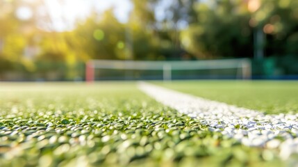 close-up campo de juego, césped de entrenamiento de futbol y tenis. Concept of sport, healthy lifestyle, physical activity
