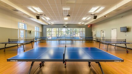 High-Altitude View of Ping Pong Club Indoors