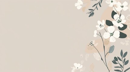 minimalist floral PC wallpaper, muted color palette, botanical shapes