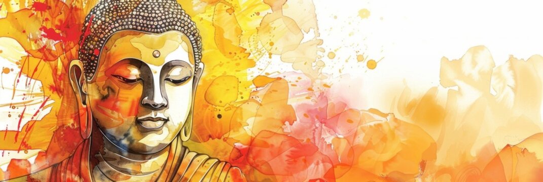 buddha watercolor hand painted vector. wesak day. copy space for text