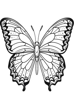 Butterfly Coloring Page, Butterfly Line Art coloring page, Butterfly Outline Illustration For Coloring Page, Animals Coloring Page, Butterfly Coloring Pages and Book, AI Generative