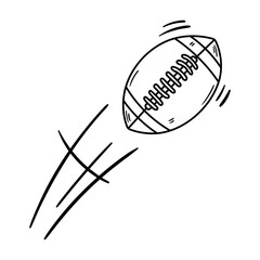 Rugby ball vector icon in doodle style. Ping pong symbol in simple design. Cartoon object hand drawn isolated on white background.