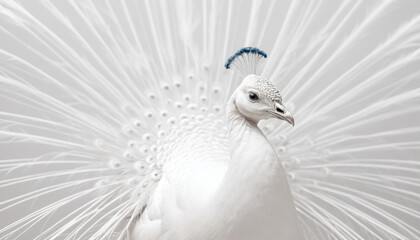 Fototapeta premium Elegant White Peacock Displaying Its Splendid Feathers