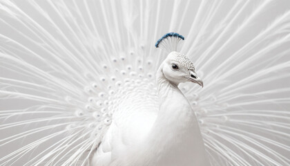 Elegant White Peacock Displaying Its Splendid Feathers