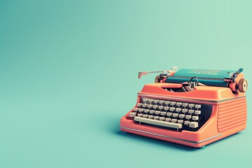 A colorful typewriter sits on a colorful background