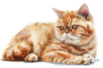Exotic Shorthair watercolor, isolated on white background.
