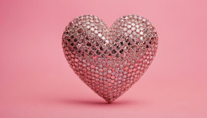 A heart-shaped object placed on a vibrant pink background, creating a striking and visually appealing contrast. The object stands out against the bright backdrop. - obrazy, fototapety, plakaty
