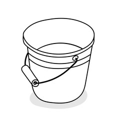 Bucket vector icon in doodle style. Symbol in simple design. Cartoon object hand drawn isolated on white background.
