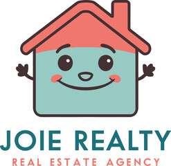 Professional mascot logo in the motif letter J for a real estate agency with text 'Joie Realty'. AI generative.