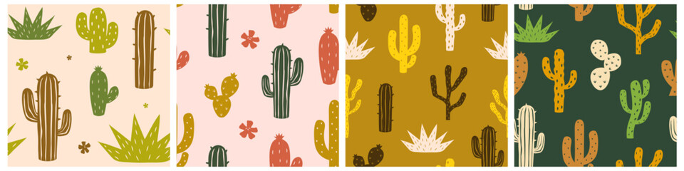 Cactus seamless pattern. Cacti pattern.