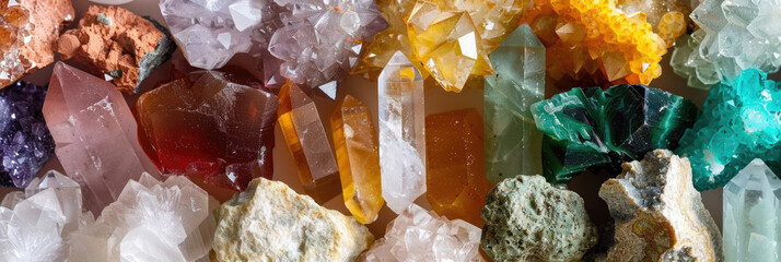 Background with abstract crystals and minerals