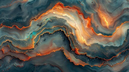   An abstract painting featuring swirling blues, oranges, and whites, topped by stars in the image's center, with a solitary star at its heart