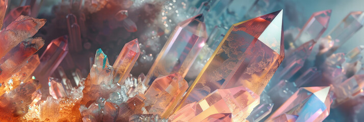 Background with abstract crystals and minerals - obrazy, fototapety, plakaty