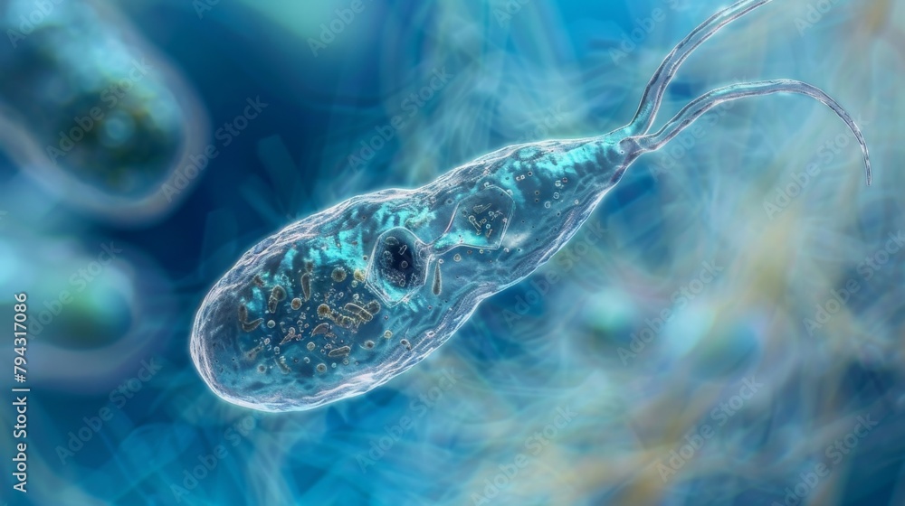Poster a clear image of a singlecelled protozoan a type of that can cause serious s in humans showcasing it