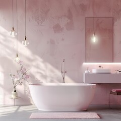 Ethereal Pink Winter Retreat, Luxe Rustic Bathroom