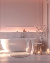 Ethereal Pink Winter Retreat, Luxe Rustic Bathroom