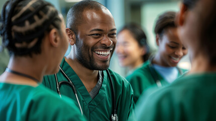 healthcare workers chilling moment, generative ai