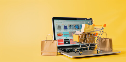 e-commerce, digital business, banner, cart, items, online shopping, laptop, sales platform, market, marketplace, consumerism, web, advertising, purchase, products, consumption, digital.