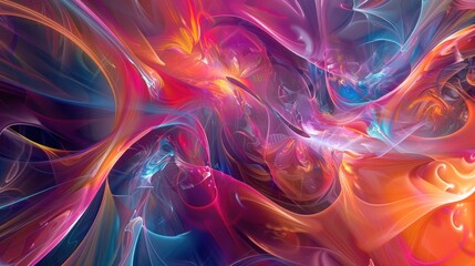 Abstract futuristic magic background in colorful shades of pink, orange and blue