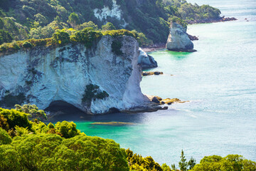 White Cliff over the emerald coloured sea