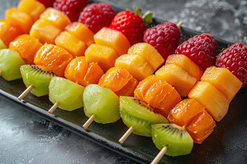 Healthy snack options from fruit skewers