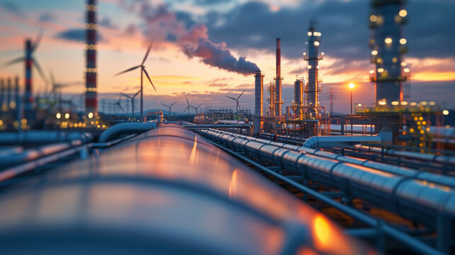 A hydrogen pipeline with wind turbines