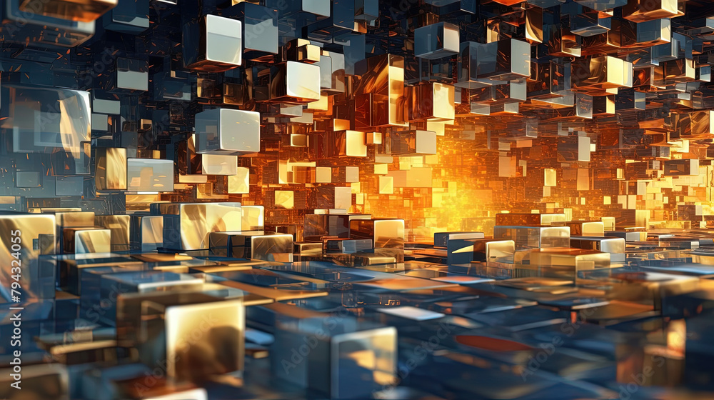 Poster Abstract background with structure of cubes. Colorful cubes texture for technology backdrop.