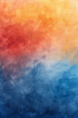 A painting of a blue and orange background with a red line