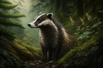 Badger in the forest