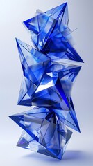 Abstract blue crystal structures. Digital 3D rendering on a white background. Modern art and design concept.