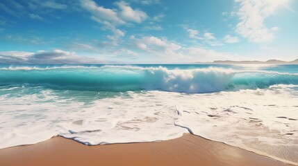 Beautiful panoramic sea scape with surf waves. Beautiful sea.