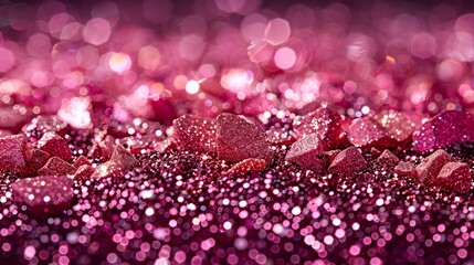   A pink glitter background filled with numerous small pink rocks