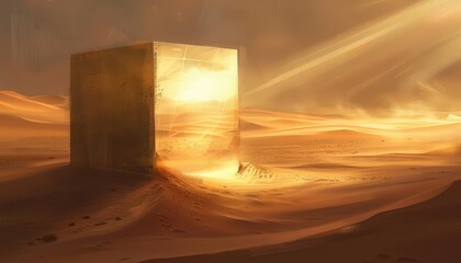In a desert, buried beneath the sands, a mirrored chest reflected the suns rays, visible only at noon when the light revealed its location