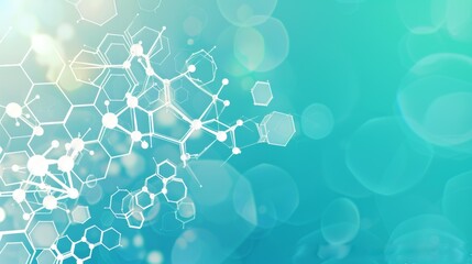 Abstract background with hexagonal molecules and chemical elements on a blue gradient, vector illustration of science or medical concept for wallpaper, banner design. - obrazy, fototapety, plakaty