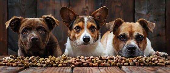 High-quality food for cats and dogs. Promotional photo.